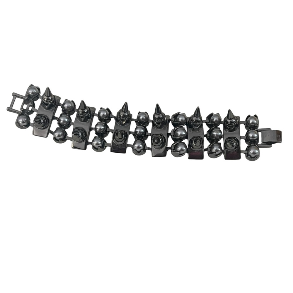 All Saints Haematite Drexel Spike Pearl Bracelet Haematite 8.25” - Picture 3 of 7